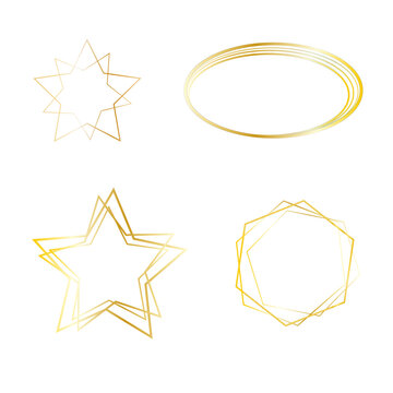 Golden frames luxury collection with layers vector icon set 