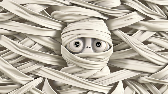 adorable cartoon mummy in a seamless pattern