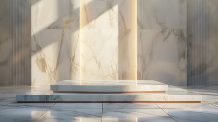 Luxurious Marble Podium on Showroom Background: Opulent Presentation