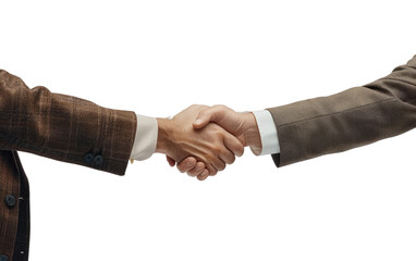 Handshake Between Two Businessmen, Professional Handshake Exchange on white background.