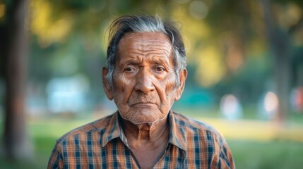 Old Indian Man with Brown Straight Hair 1990s style Illustration.