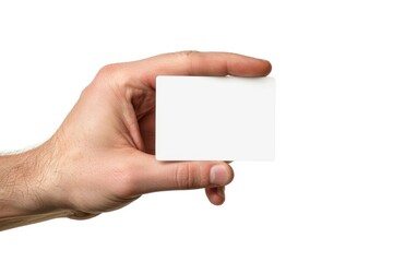 Hand holding white business card, suitable for business concepts