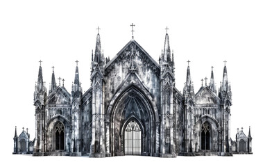 Timeless Beauty: Exploring Gothic Architecture, Gothic Architectural Marvels on white background.