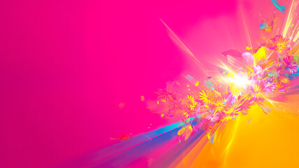 Floral Explosion in Vivid Colors Abstract background banner