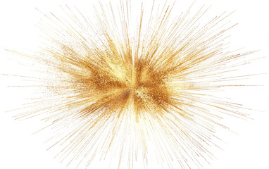 Subtle Firework Texture, Shimmering Threads: Ethereal Golden Flares on white background.