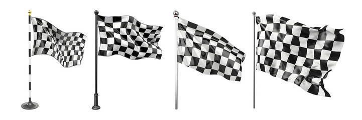 3D Rendering Pack of a Race Winning Flag on Transparent Background - Ai Generated