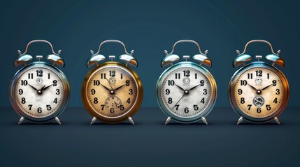 Three clocks arranged on a table, versatile image for various time-related concepts