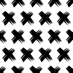 Seamless pattern with hand drawn cross symbols