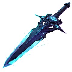 Stylish dagger/sword in cyberpunk style on a white background 2D logo