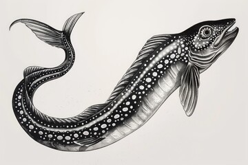 Fototapeta premium Simple black and white fish illustration, suitable for various projects