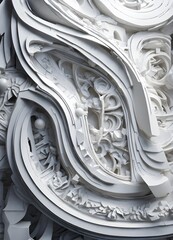 Formalist sculptures made of white plastic  .Generative AI