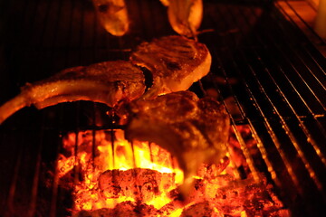barbecue in the fire
