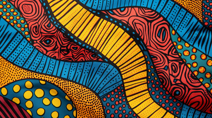 abstract background, African patterns blue, orange, green, turquoise