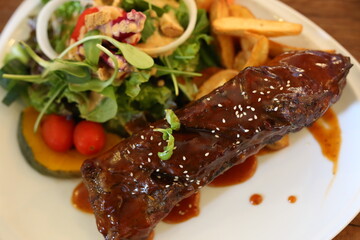 grilled steak with vegetables