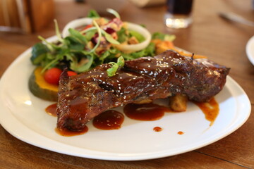 grilled steak with vegetables