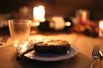 candles in the fireplace