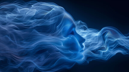 Obraz premium Swirls of blue and black smoke flow in a smooth dance against a dark background.
