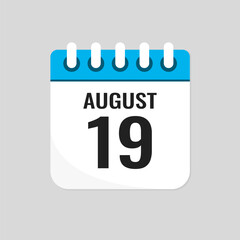 Icon page calendar day - 19 August