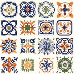 italian majolica tiles ornate decoration wall texture, ai