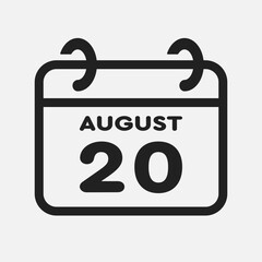 Icon page calendar day - 20 August
