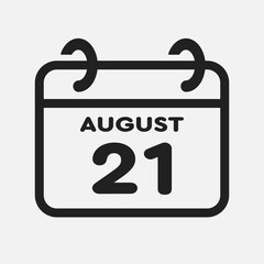 Icon page calendar day - 21 August