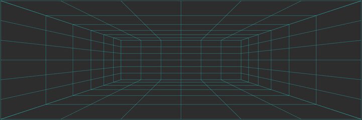 Abstract hud wireframes, cyberpunk elements and perspective black grid. Surreal geometric retro futuristic background. Psychedelic y2k shapes. Rave vector element in trendy psychedelic.