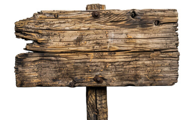 Aged Wooden Blank Signpost Isolated
