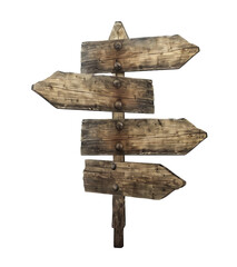 Rustic Wooden Directional Signs, Isolated
