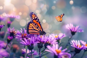 A beautiful butterfly resting on a colorful flower. Suitable for nature and wildlife themes
