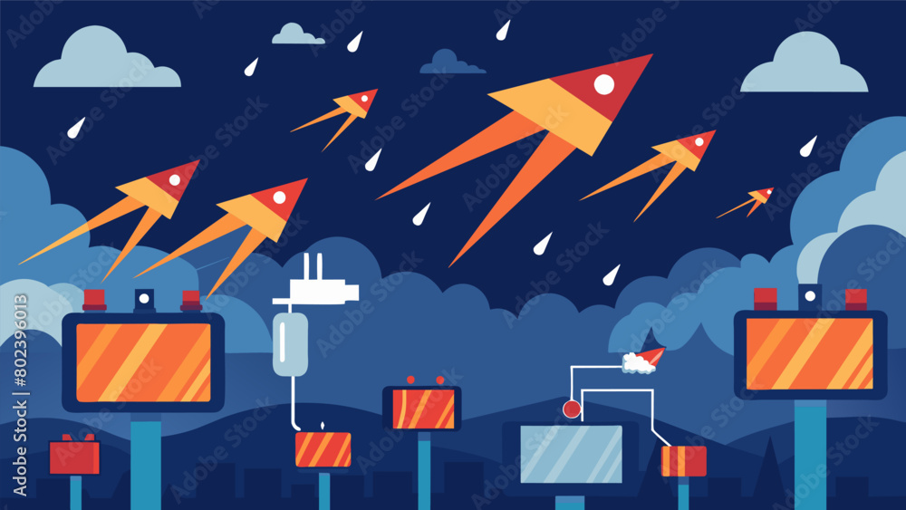 Aufkleber as the media storm intensifies billboards and adver descend from the sky creating a barrage of flash