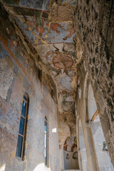 ancient church frescoes in the cave town of Vardzia in Georgia