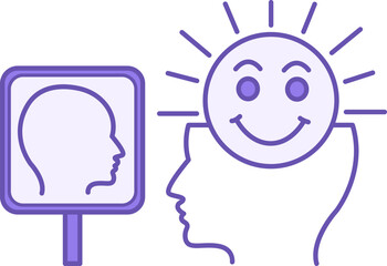 Color Icon Positive Self Talk. Vector Icon of a Positive Person and Reflection in a Mirror. Mental Health. Positive Thinking Concept