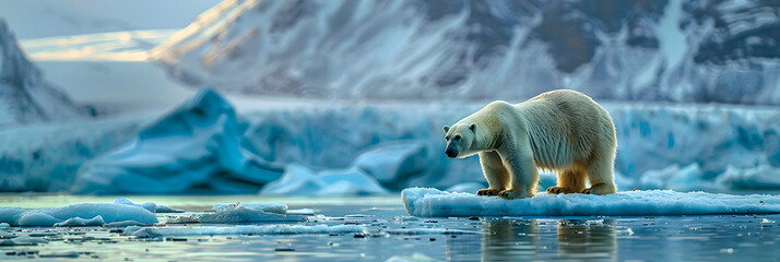 Majesty and Melancholy: A Polar Bear Amidst Ice and Arctic Twilight in Svalbard