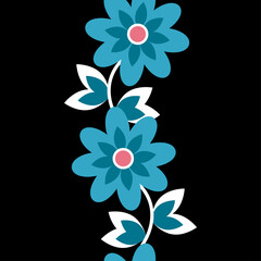 Bright ethnic Mexican flowers in a seamless border