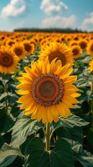 Obraz premium A vibrant field of blooming sunflowers.Professional photographer perspective