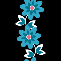 Bright ethnic Mexican flowers in a seamless border 