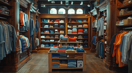 Classic and Contemporary Menswear on Display in a Traditional Wooden Boutique Interior