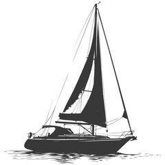 silhouette sail boat full black color only
