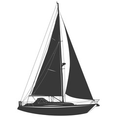 silhouette sail boat full black color only