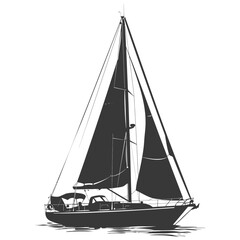 silhouette sail boat full black color only