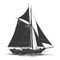 Obraz premium silhouette sail boat full black color only