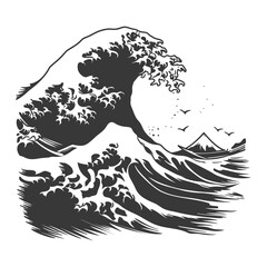 silhouette sea wave black color only