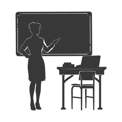 silhouette women school teacher teaching in front of class