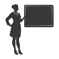 silhouette women school teacher teaching in front of class