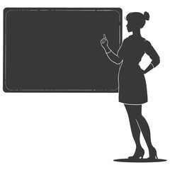 silhouette women school teacher teaching in front of class