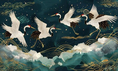 background with wading birds wallpaper