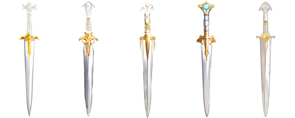Set of divine justice swords on transparent background