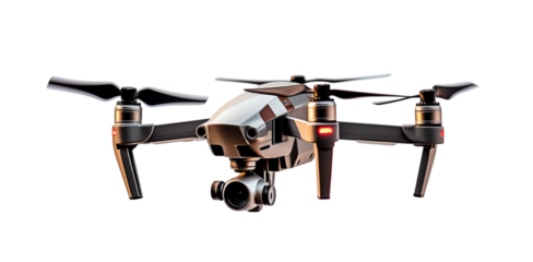 A sophisticated drone with a high-resolution camera, poised mid-air, symbolizing technology and surveillance. Generative AI