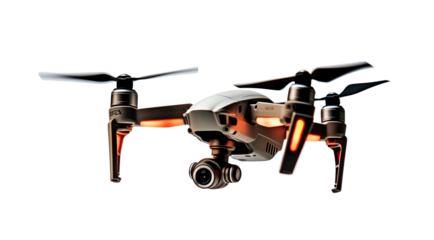 A sophisticated drone with a high-resolution camera, poised mid-air, symbolizing technology and surveillance. Generative AI