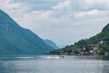 Water ski scene on Lake Lugano